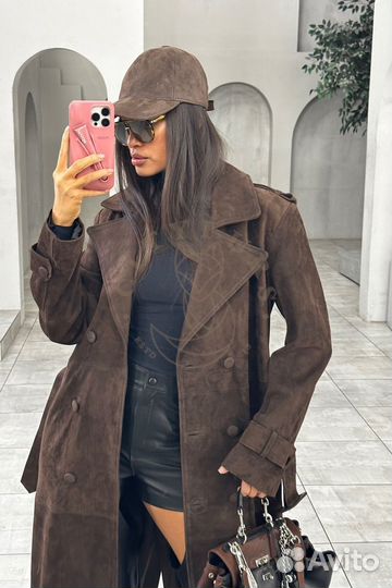 Тренч из натуральной замши, premium