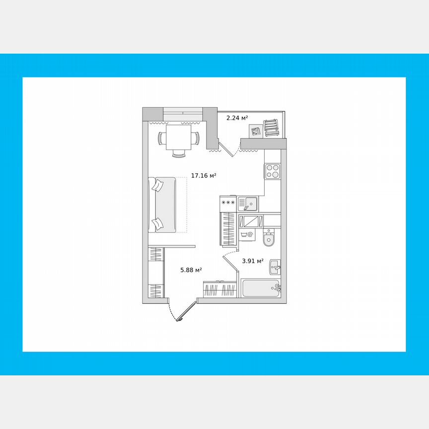 Квартира-студия, 27,2 м², 15/17 эт.