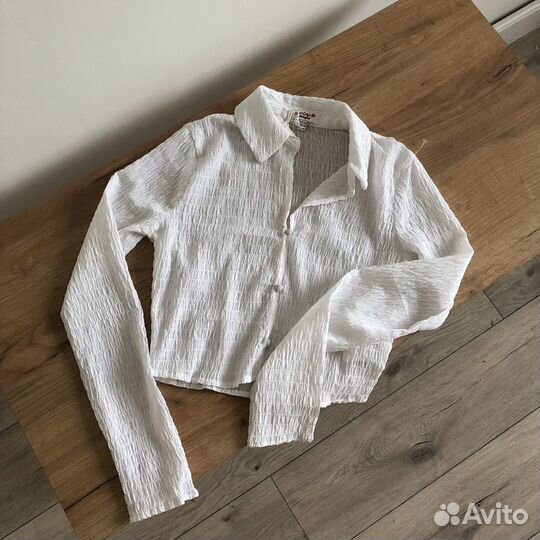 Рубашка блузка из жатой ткани S-M zara lime lichi