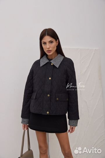 Куртка бомбер женская стеганная черная 58 см