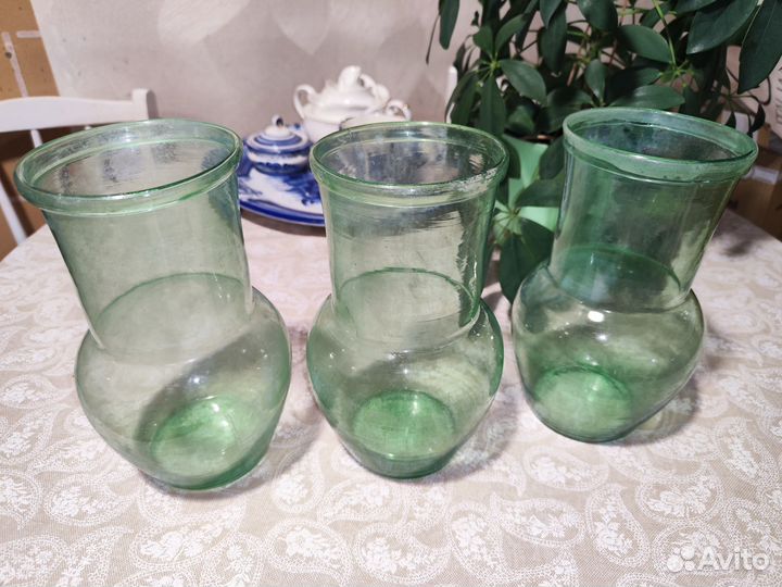 Крынки молочные глиняные и стеклянные