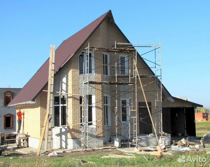 Бригада строителей, дома, кровля, фасад, фундамент