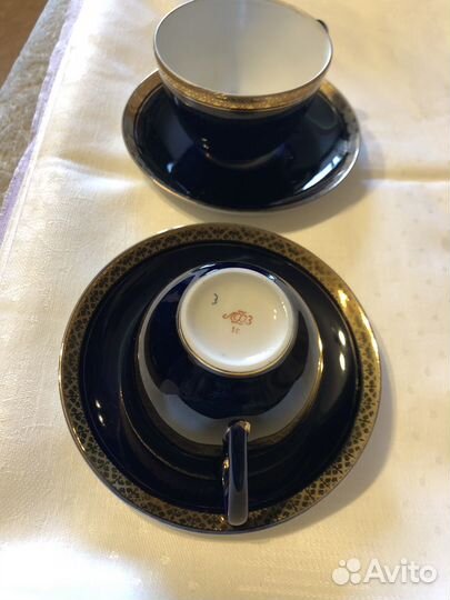 Клмплект чайный СССР лфз, кобальт новый