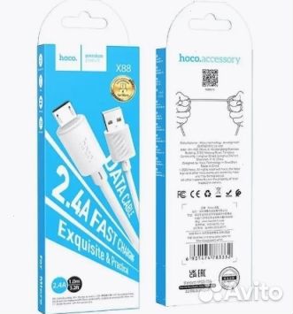 Кабель оптом. USB hoco X88, microusb, 2.4А, 1 м