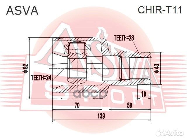 ШРУС внутренний правый 24x43x28 tiggo chery CHI