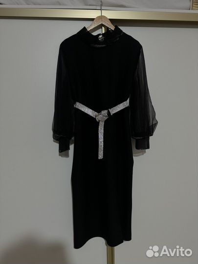 Блестящее черное платье 50-52рр