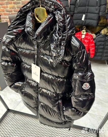 Пуховик moncler глянцевый премиум качество