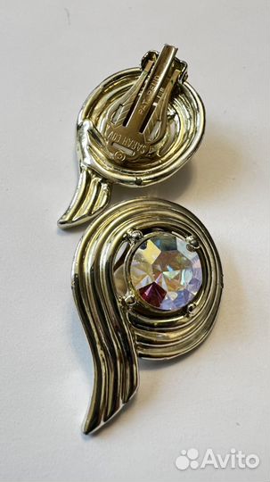 Крупные винтажные клипсы Sarah Cov с кристаллом AB