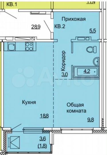 1-к. квартира, 43,1 м², 13/16 эт.