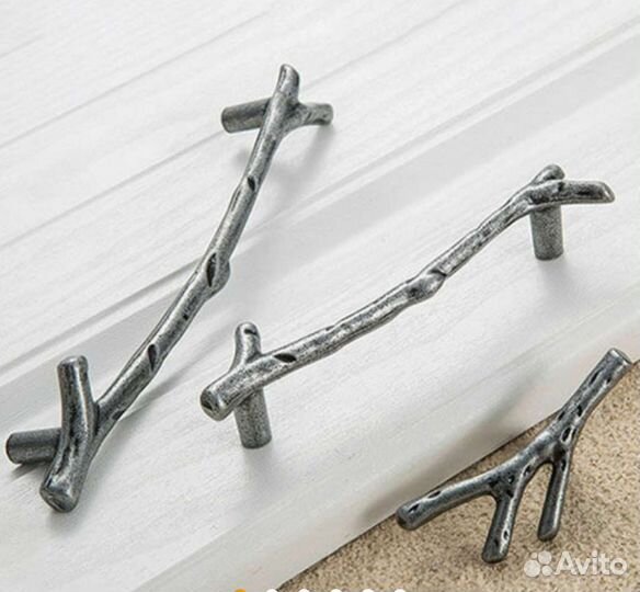 Ручки мебельные Веточки. Бронза, черный, серебро