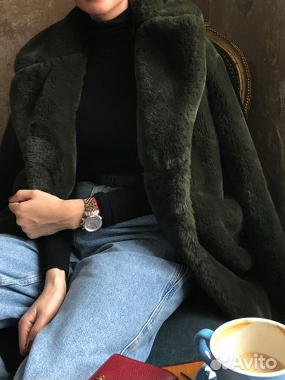 Шуба из искусственного меха средней длины mango