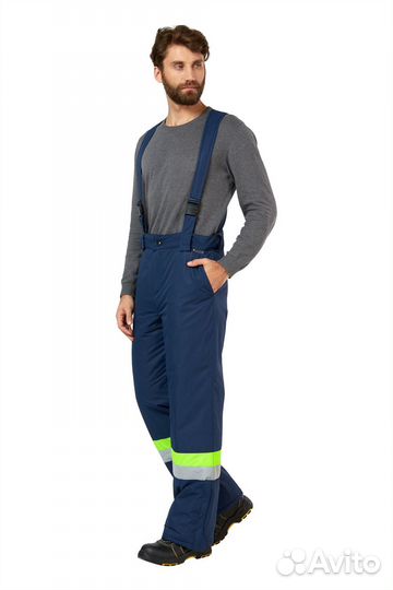 Костюм мужской зимний Илион, синий/неон