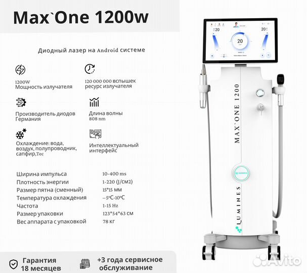 Диодный лазер для эпиляции Люминес’ MaxOne 1200