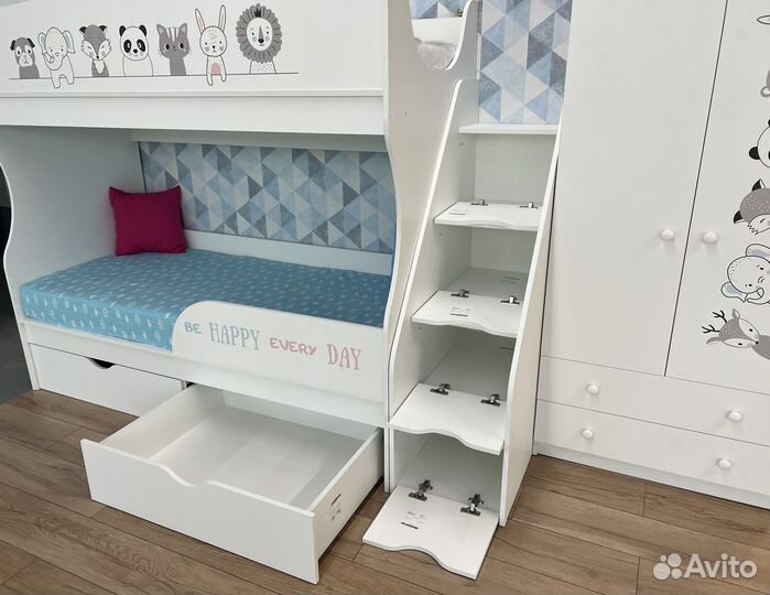 Кровать двухъярусная детская Хэппи (правая/левая)