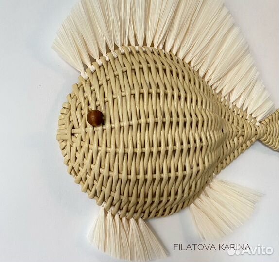 Плетеная настенная рыбка, декор стен