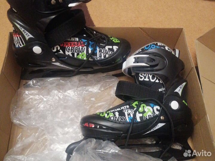 Коньки детские раздвижные, р. 34-37