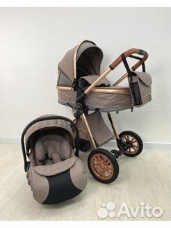 Коляска-трансформер 3в1 Luxmom V9 new коричневый т