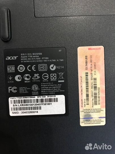 Ноутбук acer aspire 7750zg