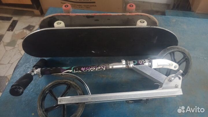 Самокат и 2 скейтборда