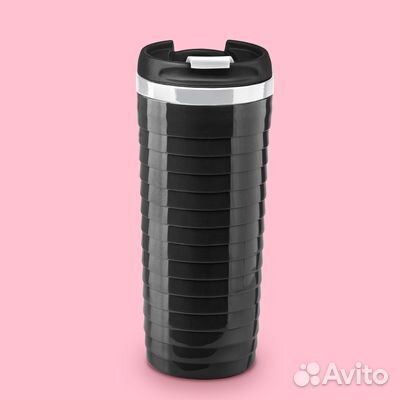 Термостакан ребристый чёрный, термокружка