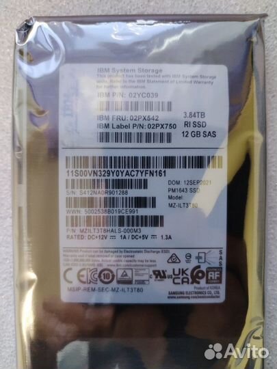 Диск SSD диск 3.84Tb схд Lenovo IBM 3,84Тб