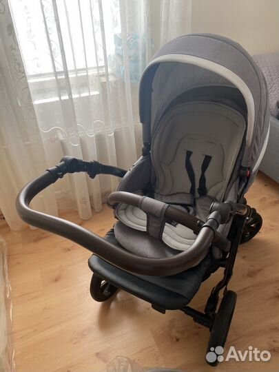 Коляска 3 в 1 Tutis Nanni 2023 Кожа Серый