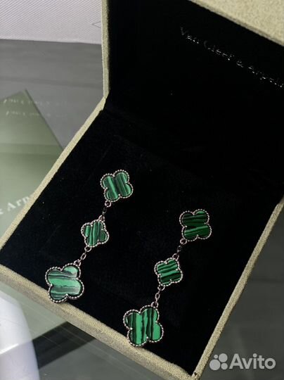 Серьги малахит van cleef