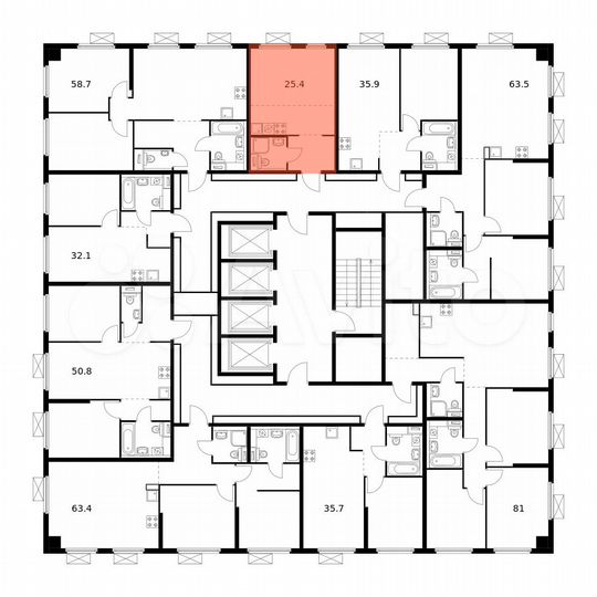 Квартира-студия, 25,4 м², 16/32 эт.