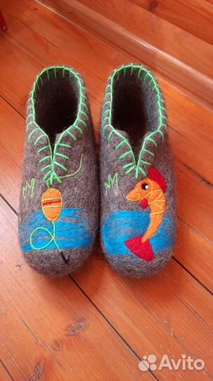 Домашние тапочки из овечьей шерсти