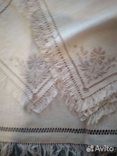 Скатерть лен новая с салфетками пыльная роза