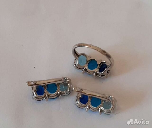 Серьги и кольцо серебро 925 проба