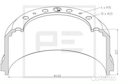 Барабан тормозной 420x180/192 H227 D290/335