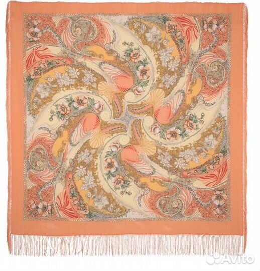 Павловопосадский платок шелк Ласковый прибой вид3