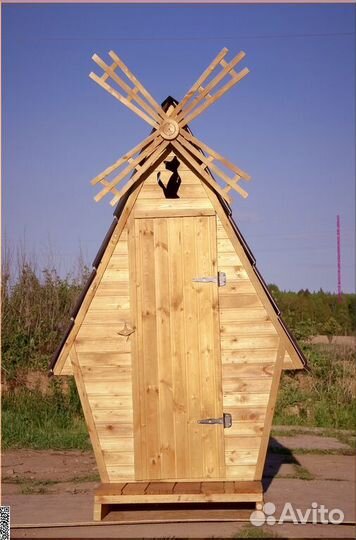 Дачный туалет деревянный BLU782