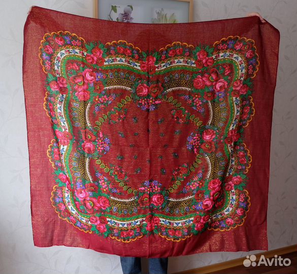 Платок винтаж красный