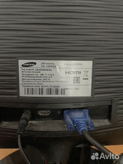 Монитор Samsung S24D300H Black