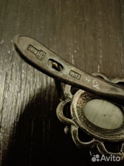 Набор серьги+кольцо с камнем кошачий глаз