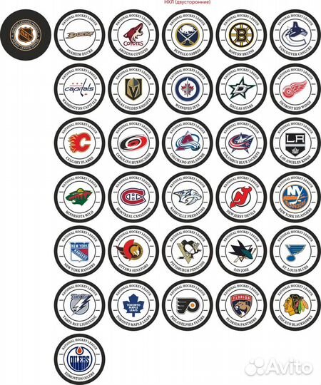 Шайбы хоккейные с командами нхл
