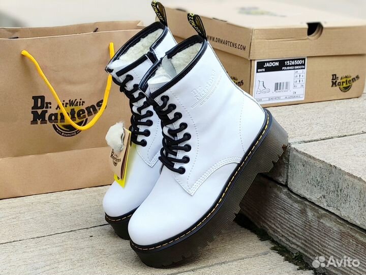 Ботинки зимние dr martens с натуральным мехом