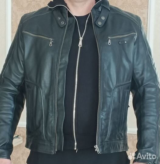 Мото куртка AJS, кожаная