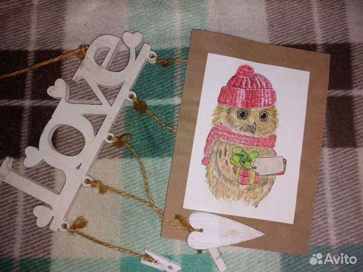 Открытка ручной работы акварель скетч