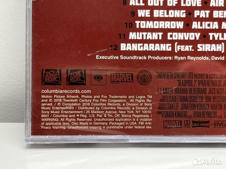 CD Deadpool 2 soundtracks
