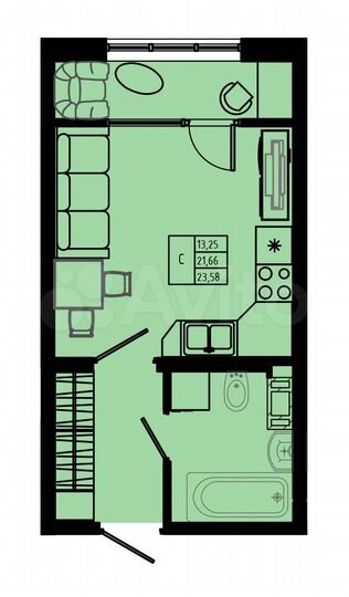 Квартира-студия, 23,6 м², 8/8 эт.