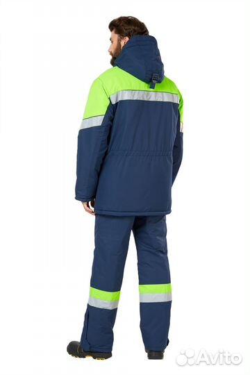 Костюм мужской зимний Илион, синий/неон