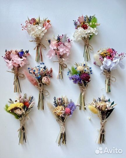 Мини-букеты из сухоцветов ручная работа