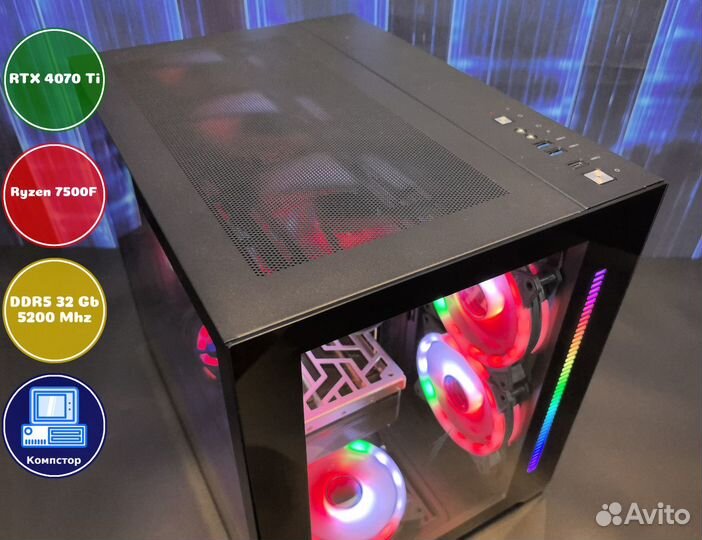 Мощный игровой AMD7500F-RTX4070Ti-32DDR5-SZQ26-B650