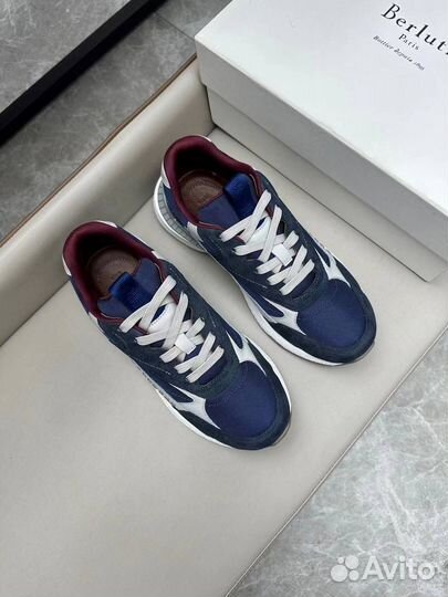 Синие мужские кроссовки Berluti текстиль