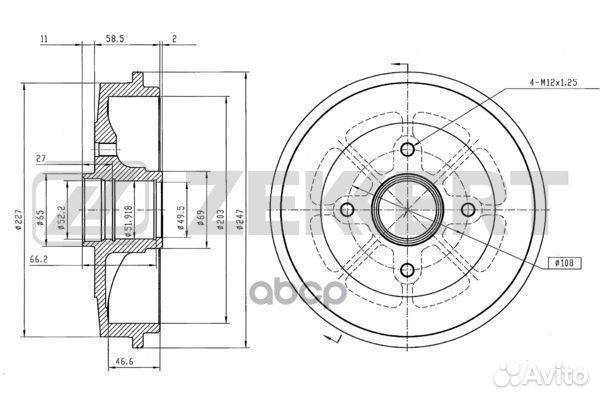 Барабан торм. зад. Citroen Saxo 96- Peugeot 10
