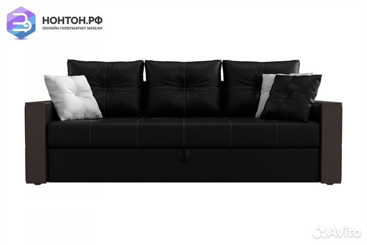 Диван еврокнижка Валенсия экокожа черная