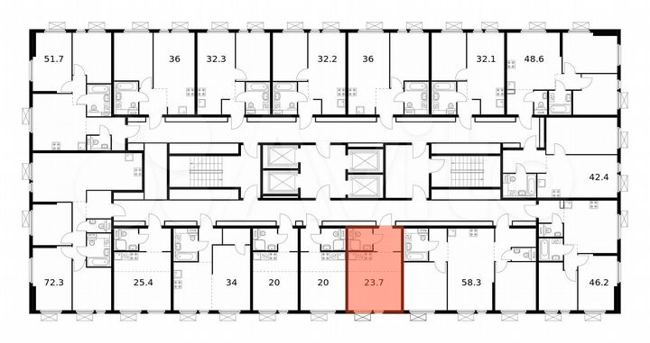 Квартира-студия, 23,7 м², 20/32 эт.